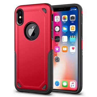 Schokbestendige Armor Cover in TPU en PC voor iPhone XS Max - Rood