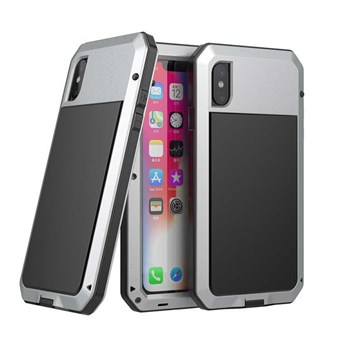 Waterdichte Dubbelzijdige Craftsman Cover iPhone XS Max - Zilver