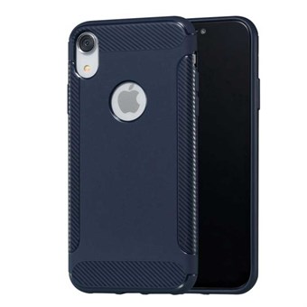 Stijlvolle Cover in TPU en koolstofvezel voor iPhone XR - Blauw