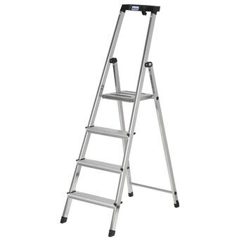 Opvouwbare ladder met 4 tredes Krause 126320 Zwart Zilverkleurig Aluminium