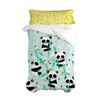 Dekbedovertrek set HappyFriday Moshi Moshi Panda Garden Blue Blauw Bed van 80/90 2 Onderdelen