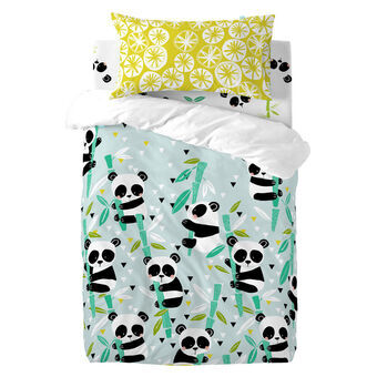 Dekbedovertrek set HappyFriday Moshi Moshi Panda Garden Blue Blauw Wieg voor baby\'s 2 Onderdelen