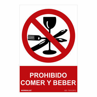 Bord Normaluz Prohibido comer y beber PVC (30 x 40 cm)