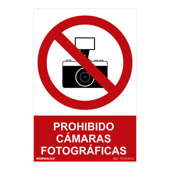 Bord Normaluz Prohibido cámaras fotográficas PVC (30 x 40 cm)