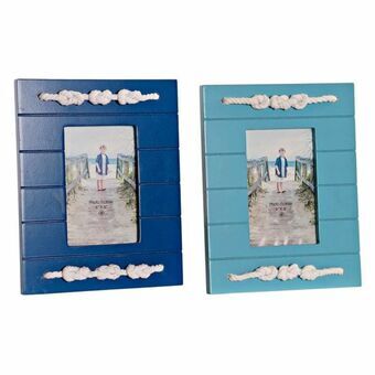 Fotolijsten DKD Home Decor ‎S3010212 Touw Hemelsblauw Marineblauw Hout MDF Mediterrane (2 Stuks)