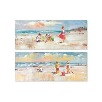 Schilderij DKD Home Decor Strand (100 x 2,5 x 40 cm) (2 Stuks)