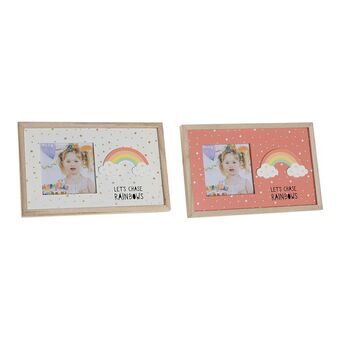 Fotolijsten DKD Home Decor Regenboog Roze Wit Kinderen Hout MDF (25 x 1 x 16 cm) (2 Stuks)