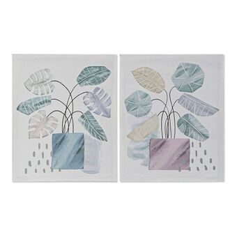 Schilderij DKD Home Decor S3013641 Canvas Planten (40 x 1,8 x 50 cm) (2 Stuks)