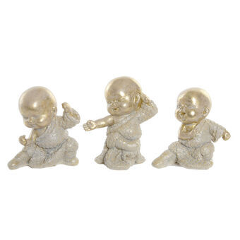 Decoratieve figuren DKD Home Decor Hars Orientaals Monnik (3 pcs)