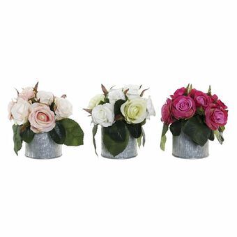 Decoratieve plant DKD Home Decor Wit Roze Plastic Stof Fuchsia (3 pcs) (15 x 14 x 16 cm)