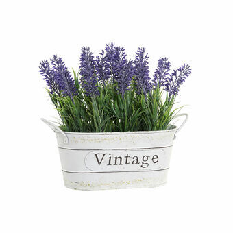 Decoratieve plant DKD Home Decor Wit Groen PVC Metaal Lila (24 x 11 x 20 cm)