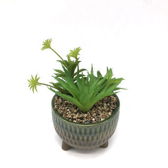 Decoratieve plant DKD Home Decor Groen PVC Keramiek (16.6 x 16.6 x 24 cm)