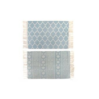 Vloerkleed DKD Home Decor Blauw Polyester Katoen Groen (2 stuks) (90 x 60 x 1 cm)