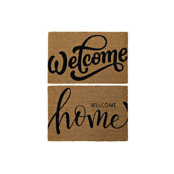 Deurmat DKD Home Decor Welcome Bruin Zwart PVC Kokosnoot (2 pcs) (60 x 40 x 1.5 cm)