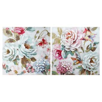 Schilderij DKD Home Decor Rozen (80 x 3 x 80 cm) (2 stuks)