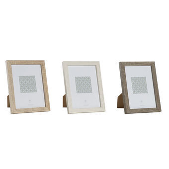 Fotolijsten DKD Home Decor Natuurlijk Beige Hout Donkerbruin Boho (18 x 2 x 23 cm) (3 Stuks)