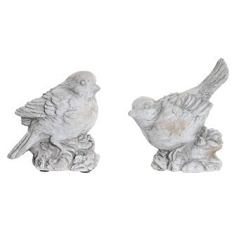 Decoratieve figuren DKD Home Decor Grijs Cement Fågel (12 x 7 x 14 cm) (2 Stuks)