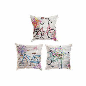 Kussen DKD Home Decor Fiets Blauw Roze Katoen Linnen Groen Geel (50 x 12 x 50 cm) (3 pcs)