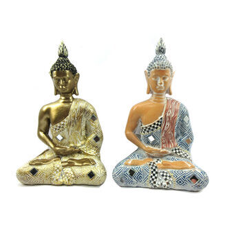 Decoratieve figuren DKD Home Decor Hars Boeddha (2 pcs) (13 x 8.8 x 20.5 cm)