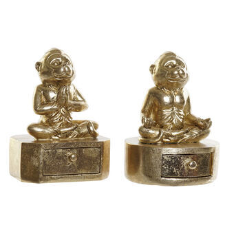 Decoratiefiguur DKD Home Decor Golden Resin Aap (11 x 10,6 x 14,8 cm) (2 stuks)