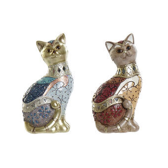 Decoratiefiguur DKD Home Decor Resin Kat (9 x 7 x 18.5 cm) (2 stuks)