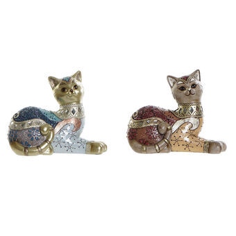 Decoratiefiguur DKD Home Decor Resin Kat (17 x 8 x 14 cm) (2 stuks)