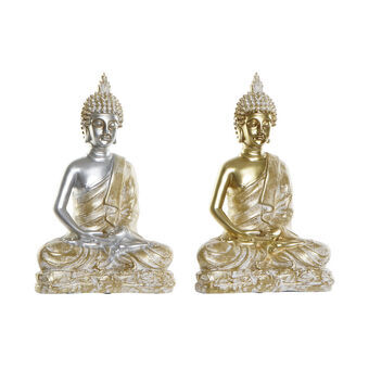 Decoratieve figuren DKD Home Decor Ziverachtig Gouden Boeddha Hars (25 x 14 x 37 cm) (2 pcs)