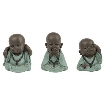 Decoratieve figuren DKD Home Decor Groen Hars Monnik (5.5 x 5.5 x 6.7 cm) (3 pcs)