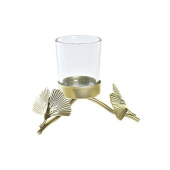 Kaarshouder DKD Home Decor Champagne Kristal Metaal Ginkgo (13,5 x 12,5 x 10,5 cm)