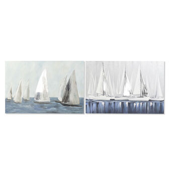 Schilderij DKD Home Decor Jacht Mediterrane (120 x 2,8 x 80 cm) (2 Stuks)