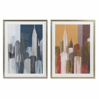 Schilderij DKD Home Decor Stad (60 x 3 x 80 cm) (2 Stuks)