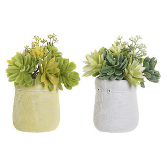 Decoratieve plant DKD Home Decor Wit Groen Geel EVA PE (15 x 15 x 19 cm) (2 Stuks)