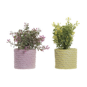 Decoratieve plant DKD Home Decor Roze Groen Geel EVA PE (15 x 15 x 17 cm) (2 Stuks)