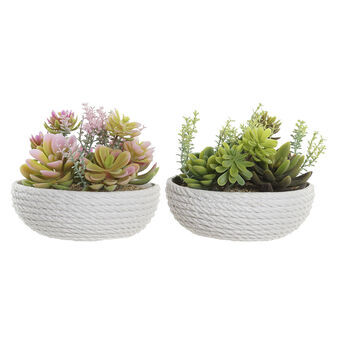 Decoratieve plant DKD Home Decor Roze Wit Groen EVA PE (17 x 17 x 14 cm) (2 Stuks)