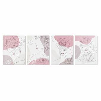 Schilderij DKD Home Decor Vrouw (30 x 1,8 x 40 cm) (4 Stuks)