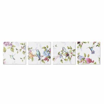 Schilderij DKD Home Decor Vogels (40 x 1,8 x 40 cm) (4 Stuks)