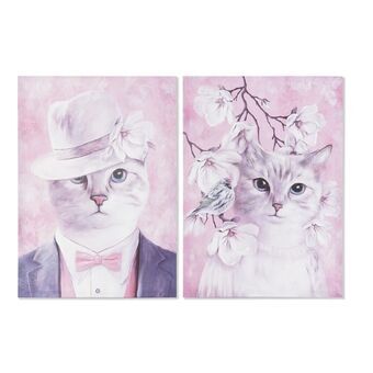 Schilderij DKD Home Decor Kat (50 x 1.8 x 70 cm) (2 stuks) (12 stuks)