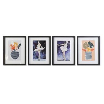 Schilderij DKD Home Decor Ballerina (35 x 2,5 x 45 cm) (4 stuks)