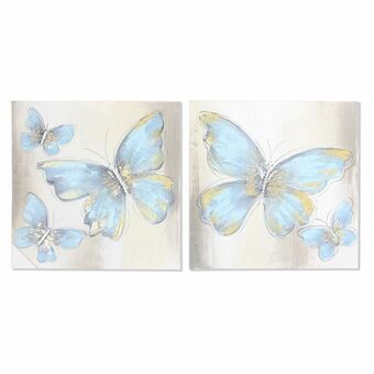 Schilderij DKD Home Decor Vlinders (50 x 2,5 x 50 cm) (2 Stuks)