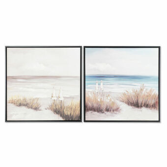 Schilderij DKD Home Decor Strand Mediterrane (63 x 3,5 x 63 cm) (2 Stuks)