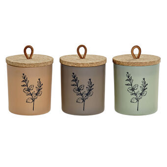 Kaars DKD Home Decor Kristal Bruin Terra cotta Groen (7,5 x 7,5 x 11 cm) (3 Stuks)