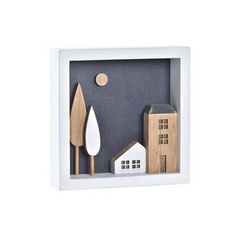 Decoratieve figuren DKD Home Decor Hout Wit Huizen (15 x 3,5 x 15 cm)