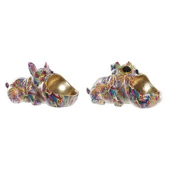 Decoratieve figuren DKD Home Decor Gouden Hars Multicolour Hond Modern (29 x 14 x 14,5 cm) (2 Stuks)