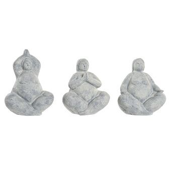 Decoratieve figuren DKD Home Decor Hars Lichtgrijs Yoga Modern (18 x 14 x 18 cm) (3 Stuks)