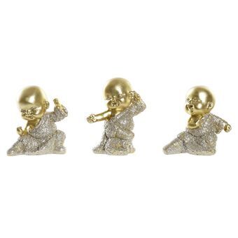 Decoratieve figuren DKD Home Decor Champagne Gouden Hars Monnik (7 x 4 x 8 cm) (3 Stuks)