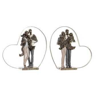 Decoratieve figuren DKD Home Decor Familie Hart Metaal Koper Hars Modern (28 x 8,5 x 27 cm) (2 Stuks)