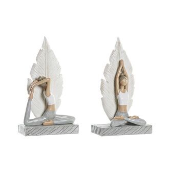 Decoratieve figuren DKD Home Decor Grijs Wit Hars Yoga (15,5 x 7,5 x 26,5 cm) (2 Stuks)