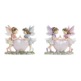 Decoratieve figuren DKD Home Decor Blauw Roze Hars Fee Shabby Chic (10,5 x 4,5 x 9,5 cm) (2 Stuks)