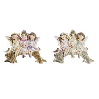 Decoratieve figuren DKD Home Decor Hars Multicolour Fee Shabby Chic (12,5 x 5 x 9 cm) (2 Stuks)