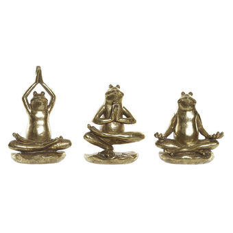 Decoratieve figuren DKD Home Decor Yoga Gouden Hars Kikker Shabby Chic (10 x 8 x 15,2 cm) (3 Stuks)